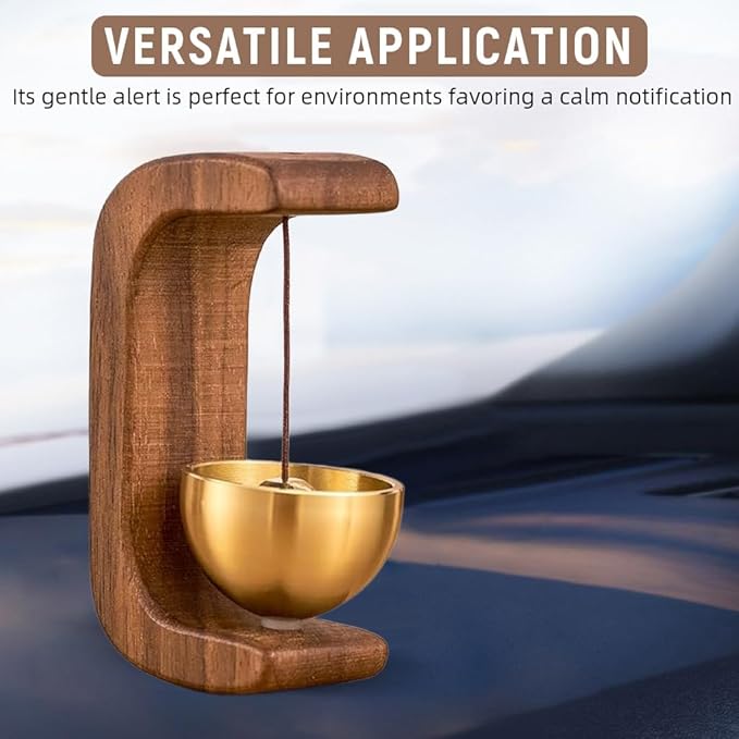 Beech Wooden Door Chime with Brass Bell, Dopamine Door Bell for Home, Self-Adhesive Magnetic Doorbell, Serene Acoustic for Home & Shop, Shopkeepers Door Chime, Ideal Housewarming Gift