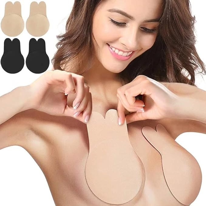 Women's & Girls Nipple Cover Strapless Bra 2 pcs Instant Breast Lift Sticky Bra Backless Invisible Push up Self Adhesive Bra Reusable Silicone Breast Lift Up Wire Free Bra Multicolour