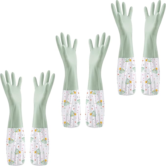 Long Dishwashing Gloves Household Cleaning Gloves, Reusable Rubber Gloves Non-Slip Washing Dishes Kitchen Glove