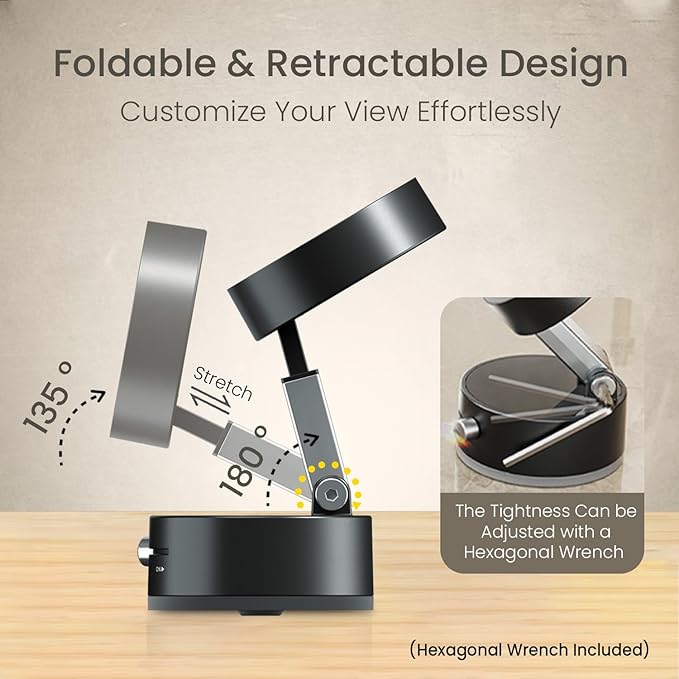 Portronics Hold X Magnetic Vacuum Suction Mobile Holder, Multiple Angle Adjustment, Retractable, Strong Magnetic Attachment, Compatible with iPhone & Android Phone for Car, Desk, Mirror, Glass(Black)