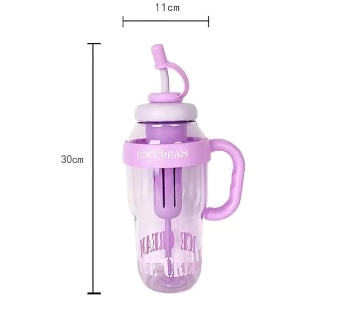 Colorful Ice Bottle with Straw 1300ml, BPA-Free, Heat-Resistant, Large Capacity Detox Water Bottle with Handle for Kids, Adults, Gym, Outdoor & Travel(Multi-Color)