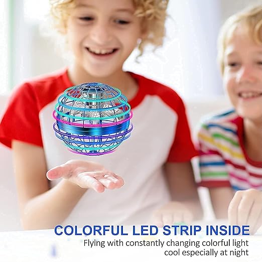 Flying Ball Toy, Flying Orb Ball Boomerang Mini Pro Spinner Toys for Boys Girls Kids Adult Indoor Outdoor, USB Rechargeable Built-in RGB Lights 360°Rotating(Multi-Color, Pack of 1)