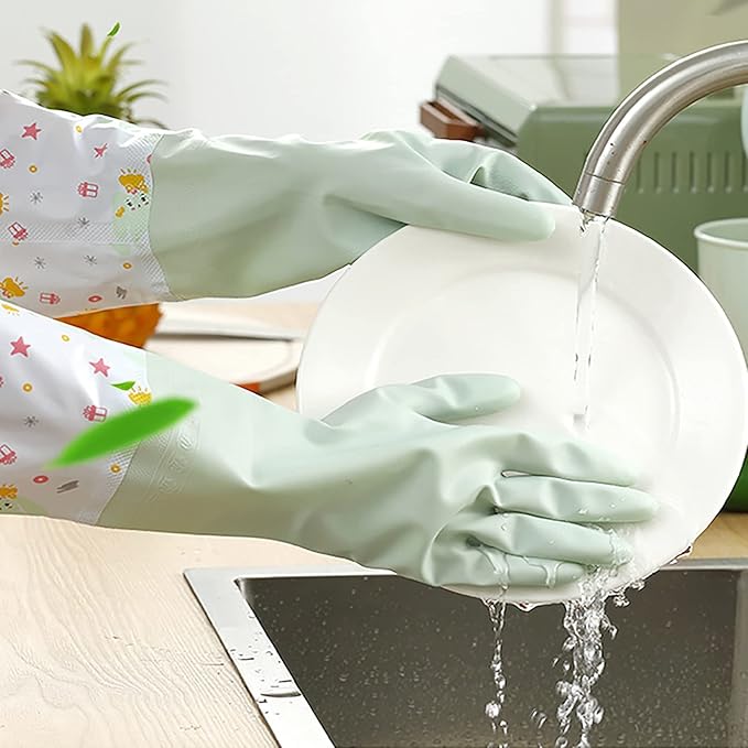 Long Dishwashing Gloves Household Cleaning Gloves, Reusable Rubber Gloves Non-Slip Washing Dishes Kitchen Glove