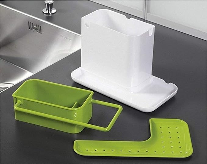3 IN 1 Kitchen Sink Organizer for Dishwasher Liquid, Brush, Cloth, Soap, Sponge, etc. - (Pack of 1)