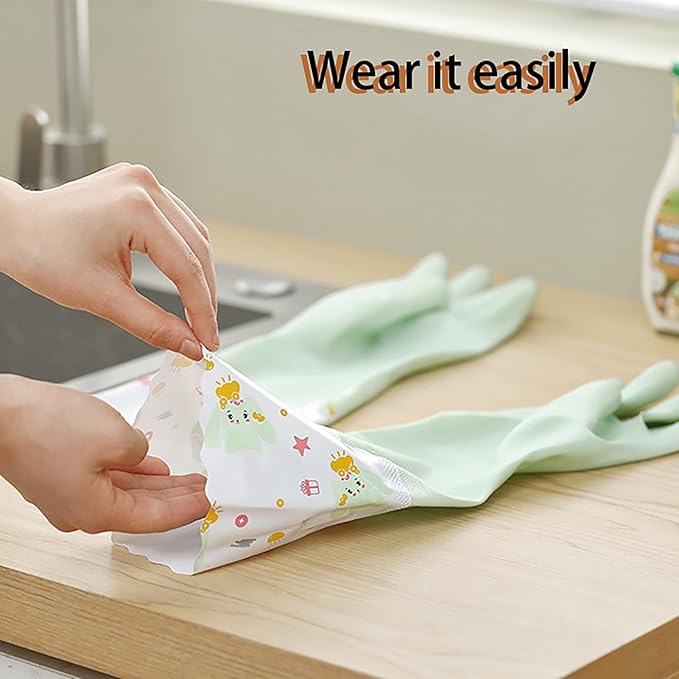 Long Dishwashing Gloves Household Cleaning Gloves, Reusable Rubber Gloves Non-Slip Washing Dishes Kitchen Glove
