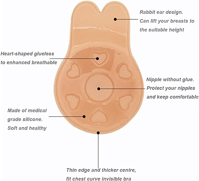 Women's & Girls Nipple Cover Strapless Bra 2 pcs Instant Breast Lift Sticky Bra Backless Invisible Push up Self Adhesive Bra Reusable Silicone Breast Lift Up Wire Free Bra Multicolour