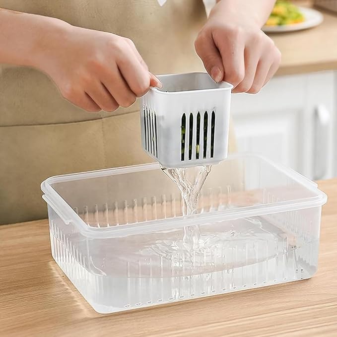 6 Compartments Container for Kitchen Storage Set -Multi Fridge Storage Boxes, Ideal fridge storage boxes for vegetables Durable Kitchen Containers Set for Organized Fridge Storage