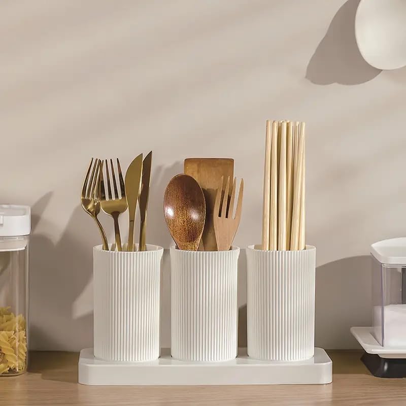 lastic Self Draining Tableware Storage Box - Spoon, Knife, Fork, Chopstick, Cutlery Holder, Organizer Stand for Kitchen, Dining Table, 23 X 8 X 12 cm