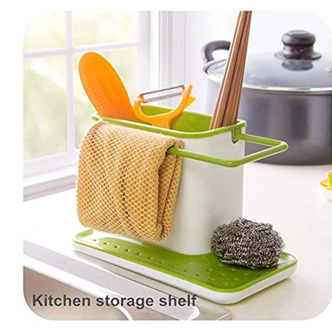 3 IN 1 Kitchen Sink Organizer for Dishwasher Liquid, Brush, Cloth, Soap, Sponge, etc. - (Pack of 1)