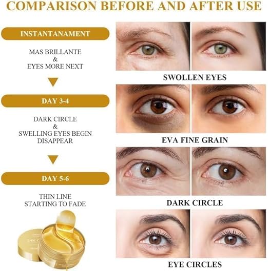 Under Eye Patches - 60 Pcs - 24K Gold Eyes Mask- Puffy Eye & Dark Circles Treatments,Reduce Under Eye Bags and Smooth Wrinkles, Skin Care Pads | Hydrogel Patch Mask Eyes Treatment for Dryness Relief.