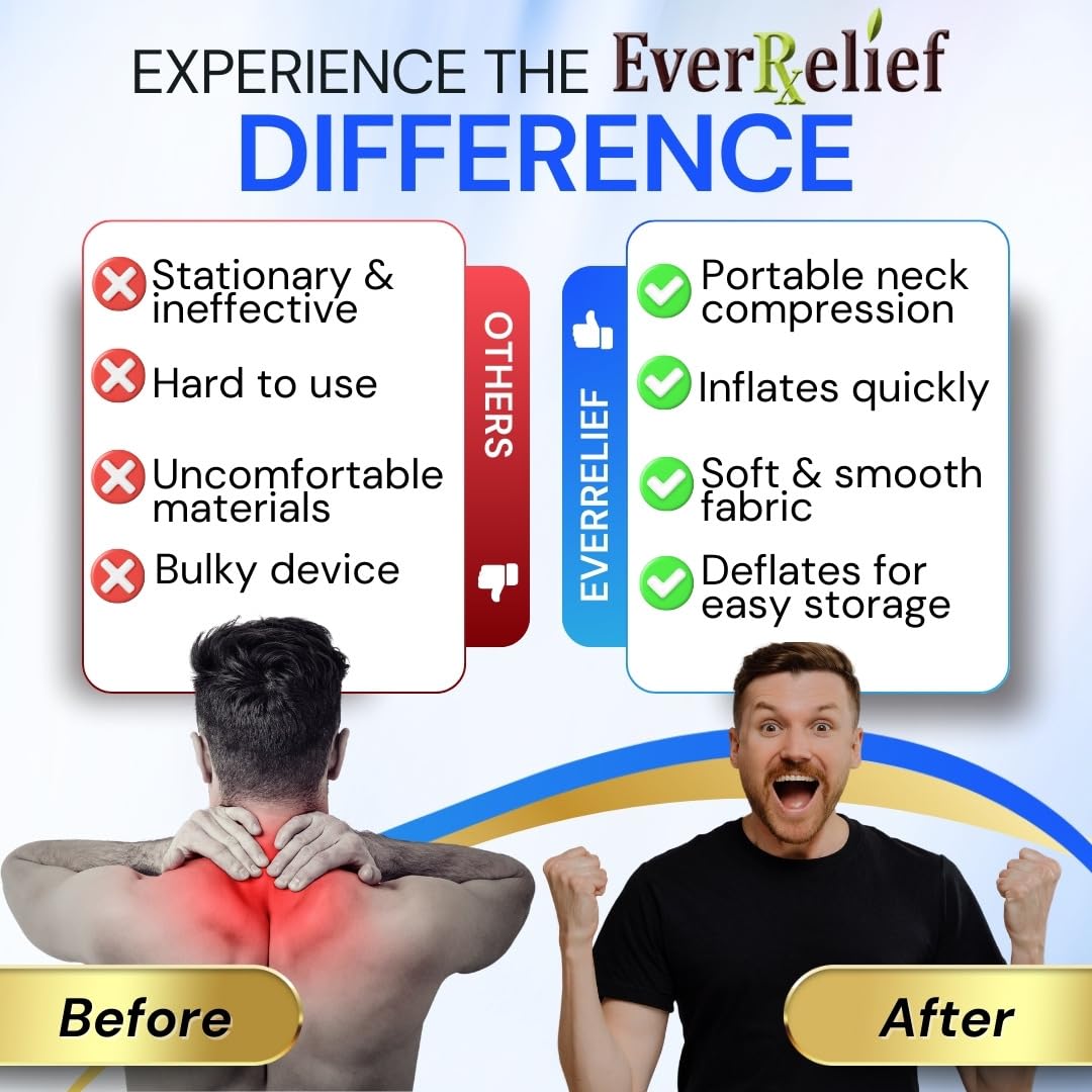 Inflatable Cervical Neck Traction Device âœ Improve Spine Alignment to Reduce Neck Pain âœ EverReliefÂ Cervical Collar Adjustable 100% Comfort Guarantee