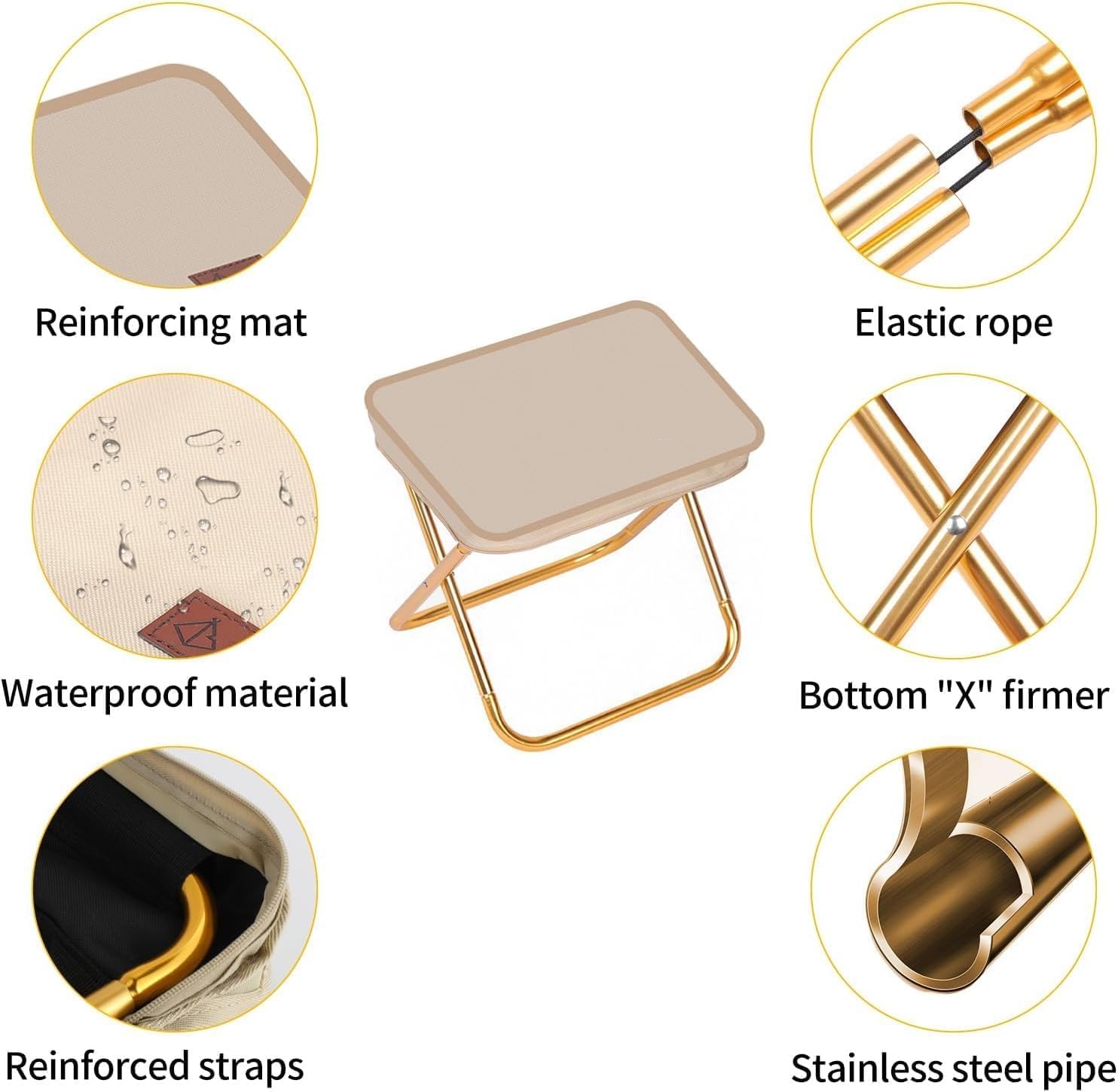 Portable Folding Stool Compact Lightweight Chair for Outdoor, Fishing, Gardening, Travel Multipurpose Sitting Stool Stability Comfort Camp Chairs for Beach Backpacking (1)