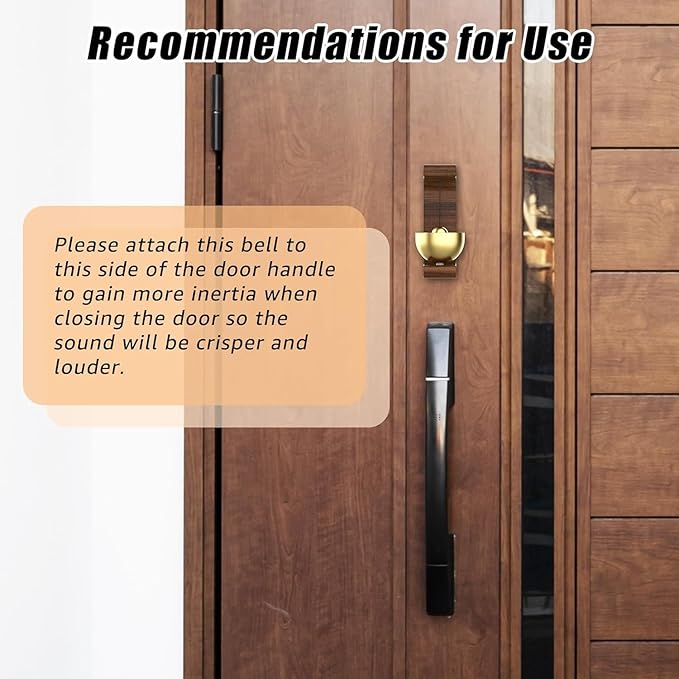Beech Wooden Door Chime with Brass Bell, Dopamine Door Bell for Home, Self-Adhesive Magnetic Doorbell, Serene Acoustic for Home & Shop, Shopkeepers Door Chime, Ideal Housewarming Gift
