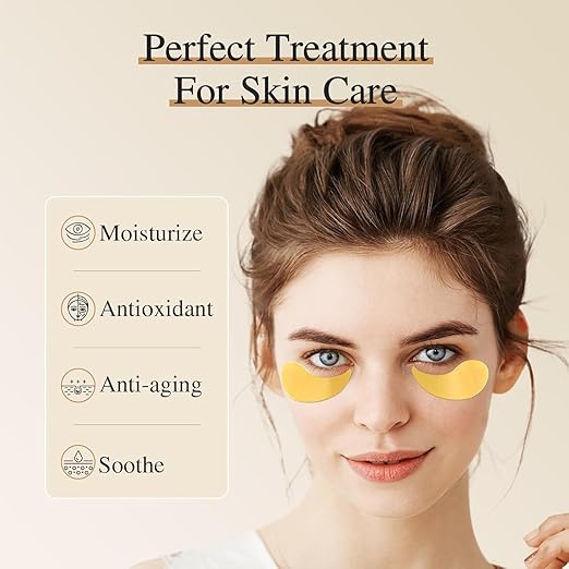 Under Eye Patches - 60 Pcs - 24K Gold Eyes Mask- Puffy Eye & Dark Circles Treatments,Reduce Under Eye Bags and Smooth Wrinkles, Skin Care Pads | Hydrogel Patch Mask Eyes Treatment for Dryness Relief.