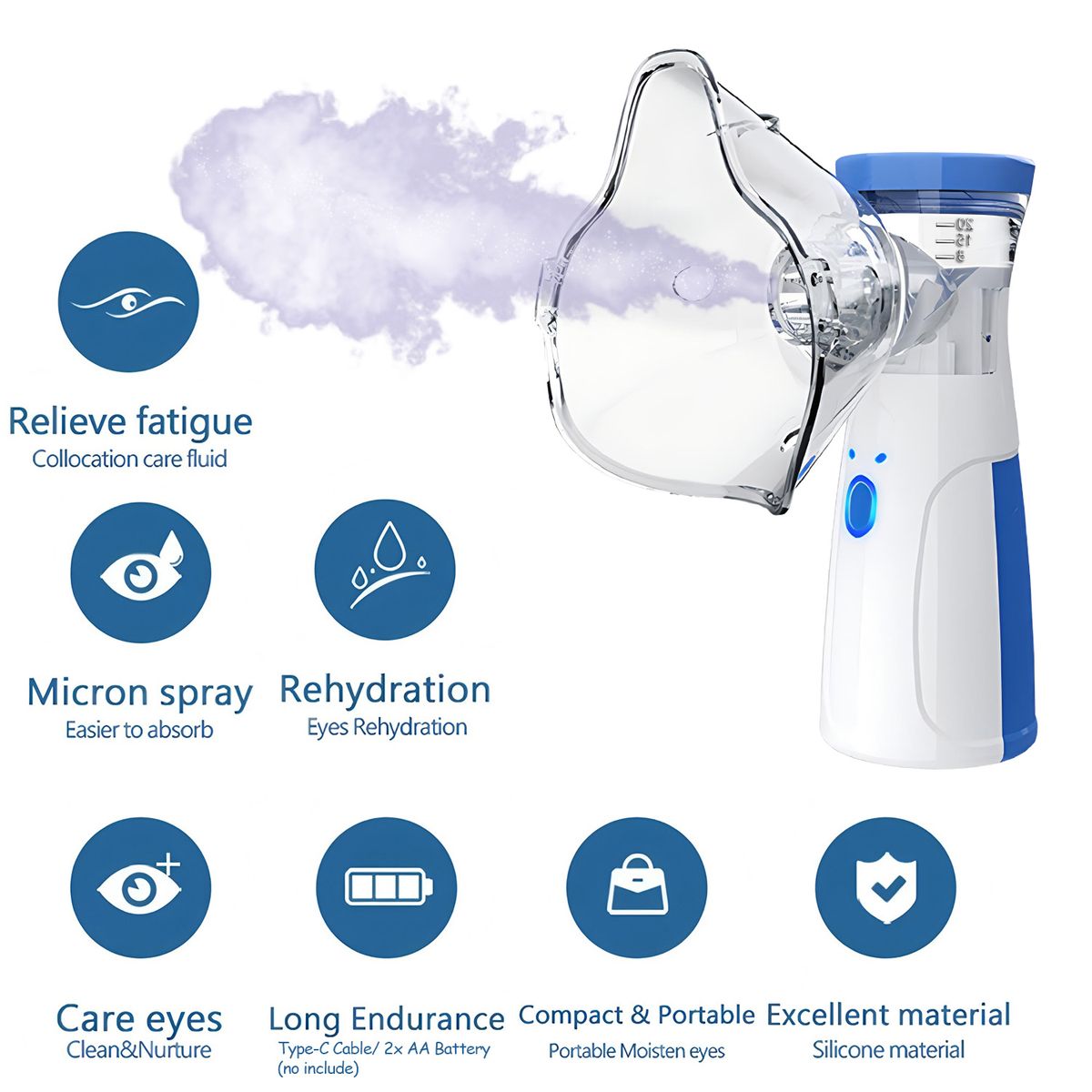 Portable Mesh Nebulizer, Effective for Cough, Asthma Silent and Compact Nebulizer Machine for Adult and Kids, Wireless Vaporizer Machine With Respiratory Mask