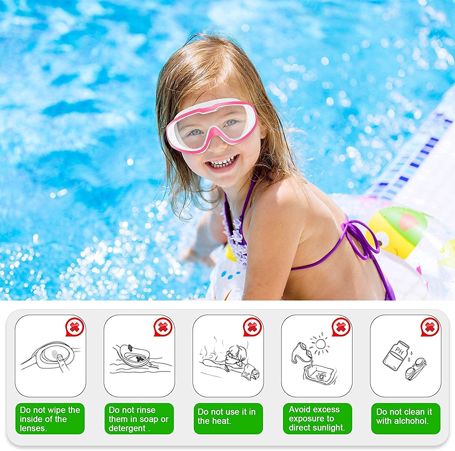 UV Protection Adult, Kids Swimming Goggles No Leaking Anti Fog No Leaking Anti Fog Lens Swimming Glasses Protection Case Kit