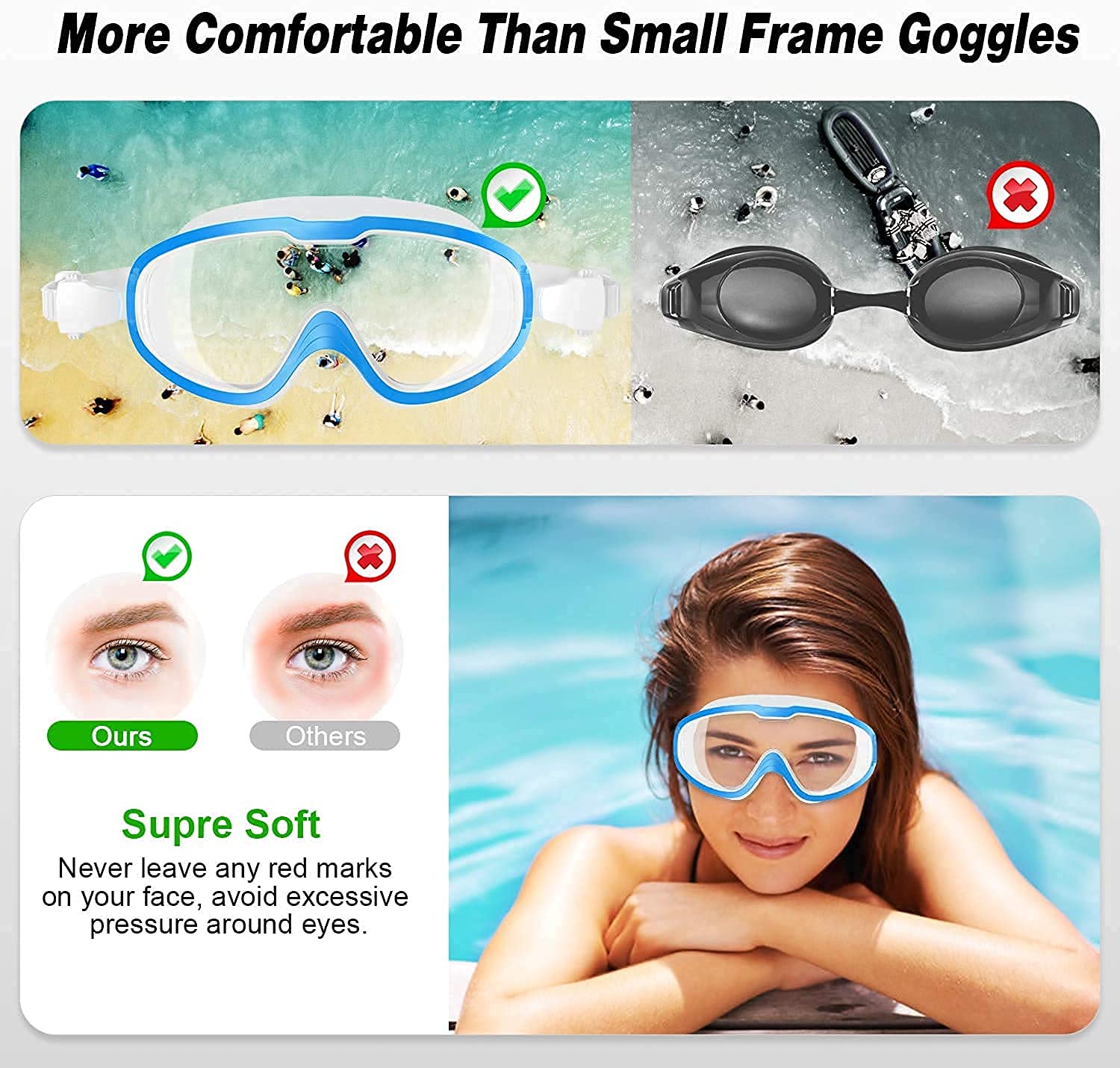 UV Protection Adult, Kids Swimming Goggles No Leaking Anti Fog No Leaking Anti Fog Lens Swimming Glasses Protection Case Kit