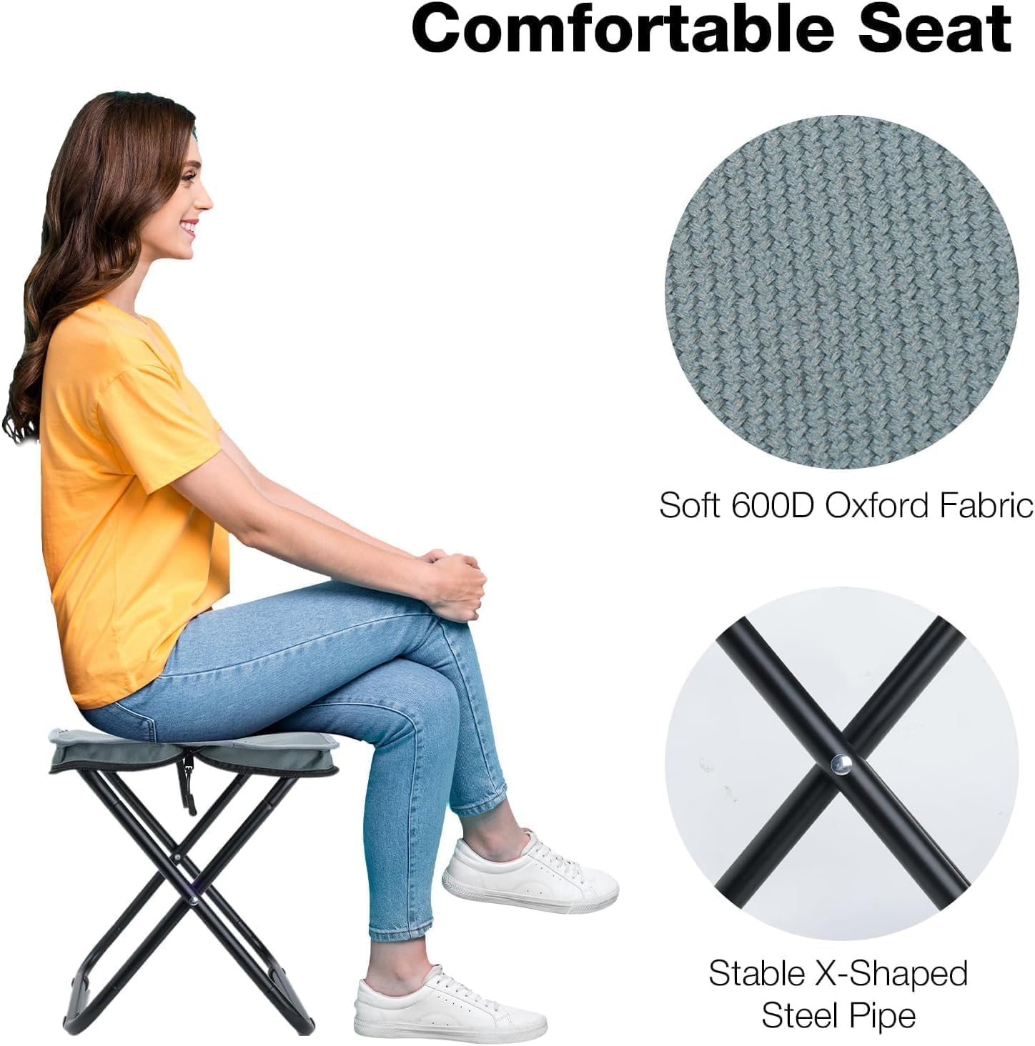 Portable Folding Stool Compact Lightweight Chair for Outdoor, Fishing, Gardening, Travel Multipurpose Sitting Stool Stability Comfort Camp Chairs for Beach Backpacking (1)