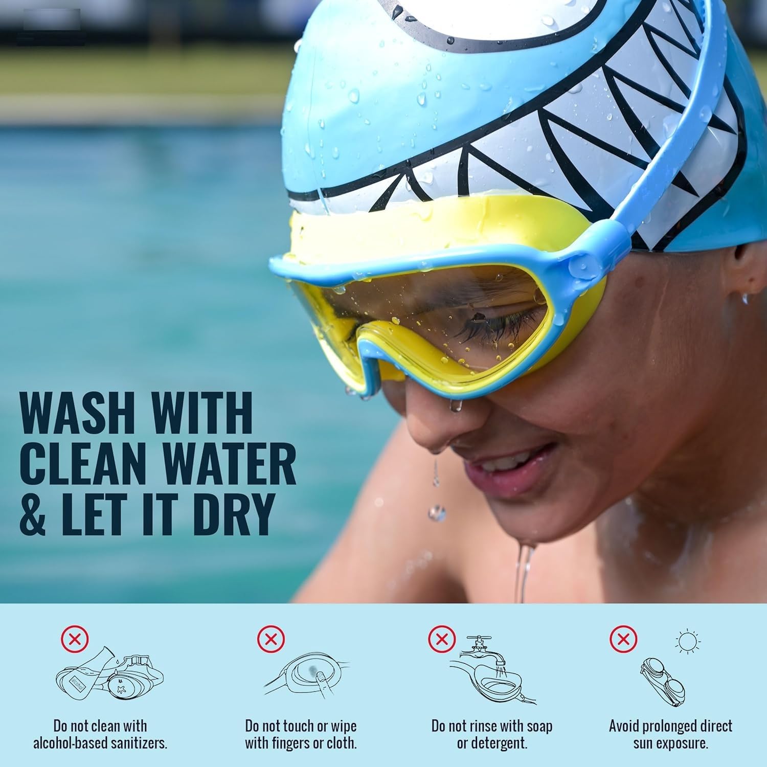 Swimming Goggles for Kids 10-14 Years [Yellow] | Swimming Pool Accessories for Kids | Anti-Fog & UV Protected Goggles for Boys & Girls | Swimming Glasses for Kids with Adjustable Straps