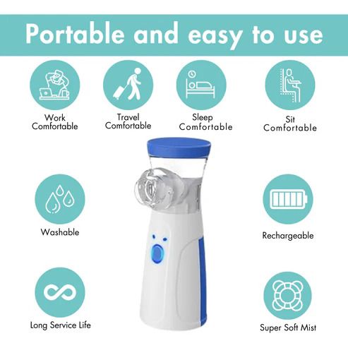 Portable Mesh Nebulizer, Effective for Cough, Asthma Silent and Compact Nebulizer Machine for Adult and Kids, Wireless Vaporizer Machine With Respiratory Mask