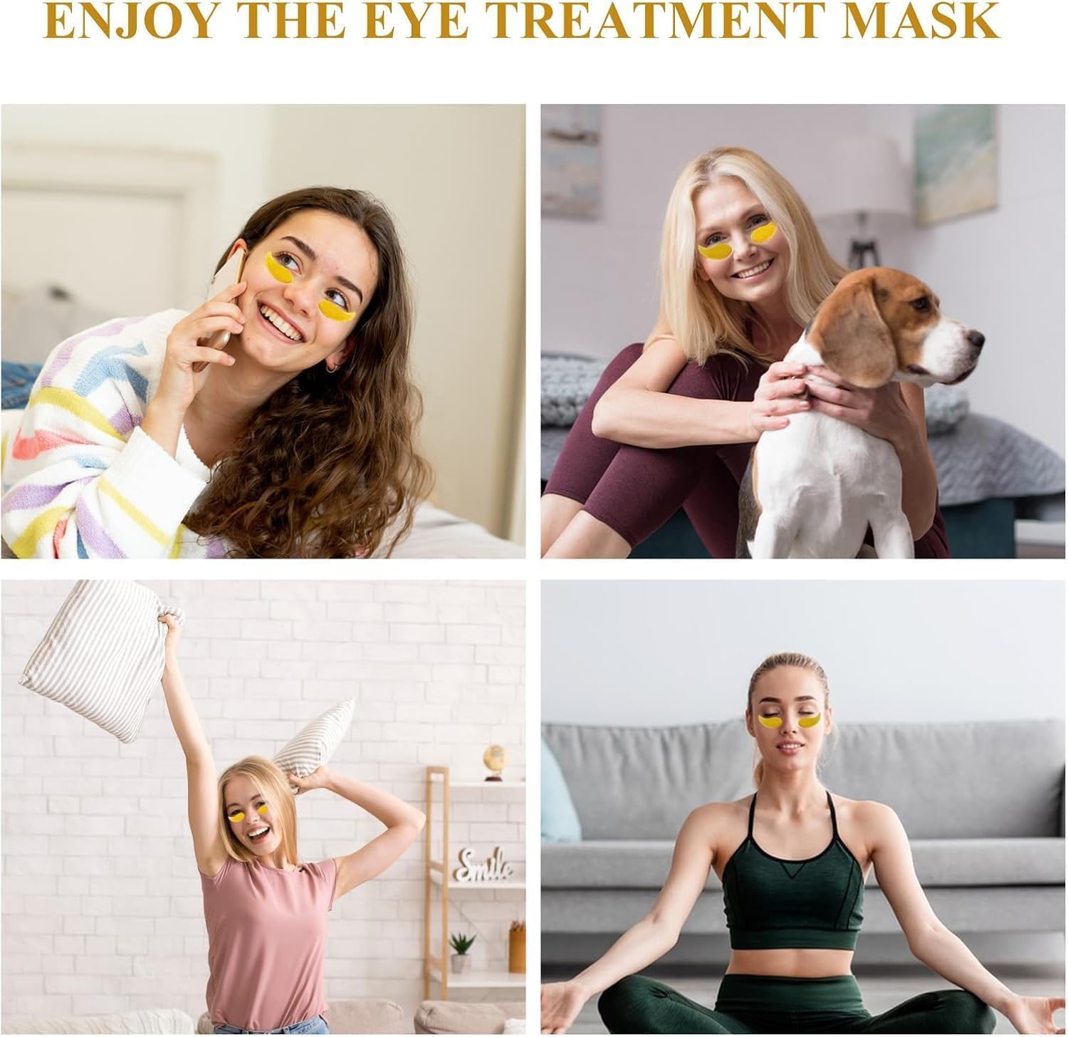 Under Eye Patches - 60 Pcs - 24K Gold Eyes Mask- Puffy Eye & Dark Circles Treatments,Reduce Under Eye Bags and Smooth Wrinkles, Skin Care Pads | Hydrogel Patch Mask Eyes Treatment for Dryness Relief.