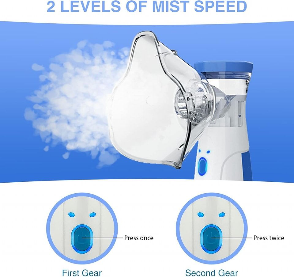 Portable Mesh Nebulizer, Effective for Cough, Asthma Silent and Compact Nebulizer Machine for Adult and Kids, Wireless Vaporizer Machine With Respiratory Mask